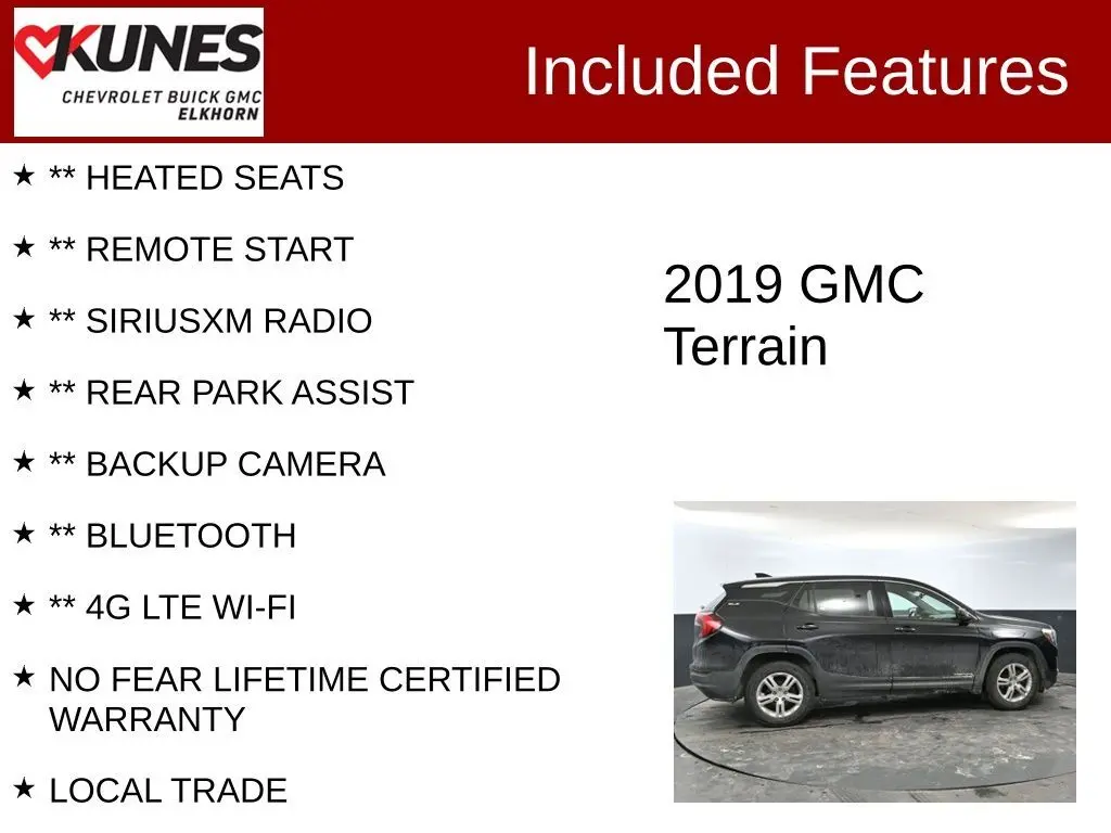 Used 2019 GMC Terrain SLE with VIN 3GKALMEV7KL298600 for sale in Elkhorn, WI