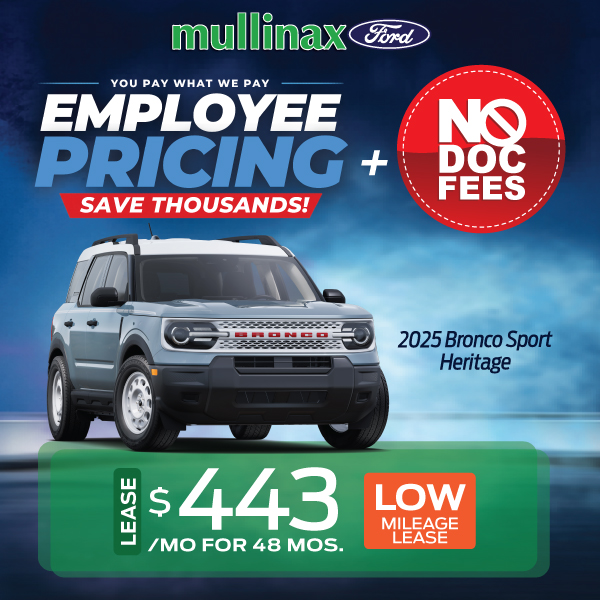 2025 Bronco Sport Heritage: Lease $443/mo for 48 Mos. 
