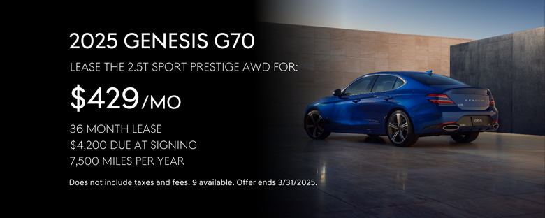 Lease the 2025 Genesis G70 2.5T Sport Prestige AWD for $429/mo.