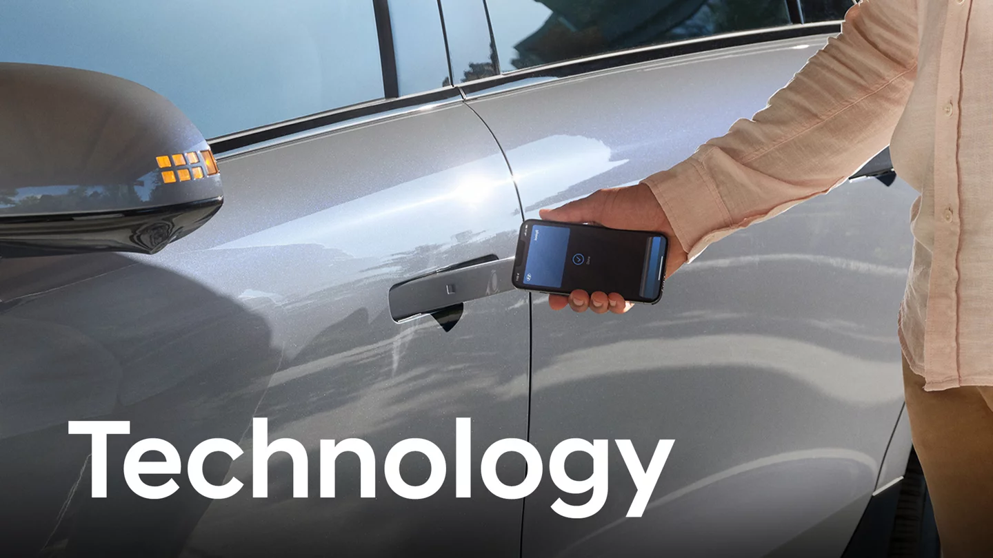 a person unlocking the door of a 2025 Hyundai IONIQ 6 with their phone.