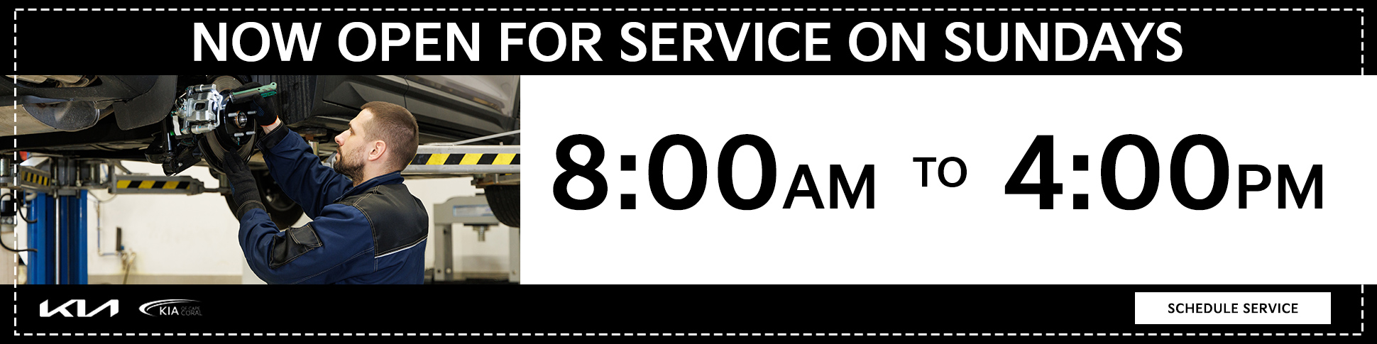 Now Open For Service On Sundays 8:00 AM To 4:00 PM