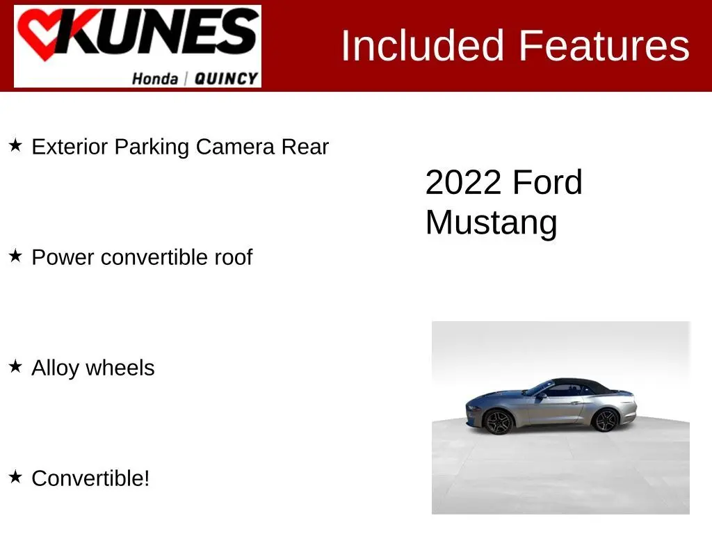 Used 2022 Ford Mustang EcoBoost Premium with VIN 1FATP8UH2N5104965 for sale in Quincy, IL
