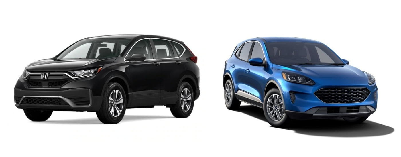 Black 2020 Honda CR-V LX vs blue 2020 Ford Escape