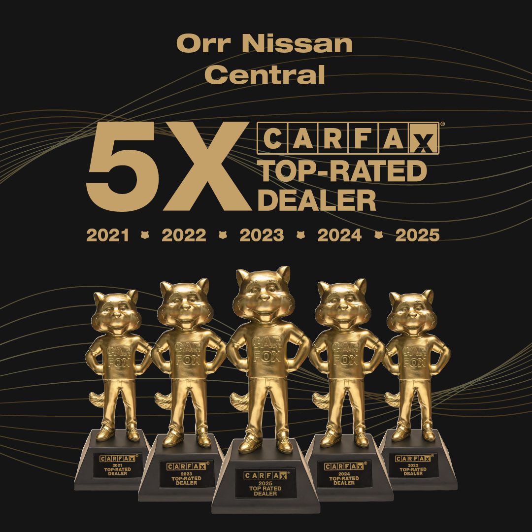 CARFAX is proud to recognize Orr Nissan Central with this prestigious achievement: CARFAX 5X Top-Rated Dealer! This award marks five consecutive years of receiving the Top-Rated title since 2021, delivering exceptional service based on our verified customer ratings and reviews. The average rating for the 2025 CARFAX Top-Rated Dealers was an impressive 4.6 out of 5 stars based on verified consumer ratings.

We’re excited to celebrate dealers who truly raise the bar for their customers, said Gregg Cleary, Chief Revenue Officer at CARFAX. Powered by more than 10.6 million verified ratings and reviews, this recognition reflects real customer experiences and highlights dealerships built on trust and transparency. Our goal is to support consumers through their car journey, and a big part of that is connecting them with the most trusted dealers in the country.

Recognition for Orr Nissan Central as a 2025 CARFAX Top-Rated Dealer can be found on the CARFAX Vehicle History Reports that the dealership provides to its customers.

Visit us or shop online today https://orrnissancentral.com/

About CARFAX
CARFAX, part of S&P Global Mobility, helps millions of people every day confidently shop, buy, service and sell cars with innovative solutions powered by CARFAX® vehicle history information. The expert in vehicle history since 1984, CARFAX provides CARFAX Car Listings, CARFAX Car Care, and the flagship CARFAX Vehicle History Report to consumers and the automotive industry. CARFAX owns the world’s largest vehicle history database and is nationally recognized as a top workplace by The Washington Post. Shop, Buy, Service, Sell – Show me the CARFAX®.

S&P Global Mobility is a division of S&P Global (NYSE: SPGI). S&P Global is the world’s foremost provider of credit ratings, benchmarks, analytics, and workflow solutions in the global capital, commodity, and automotive markets.