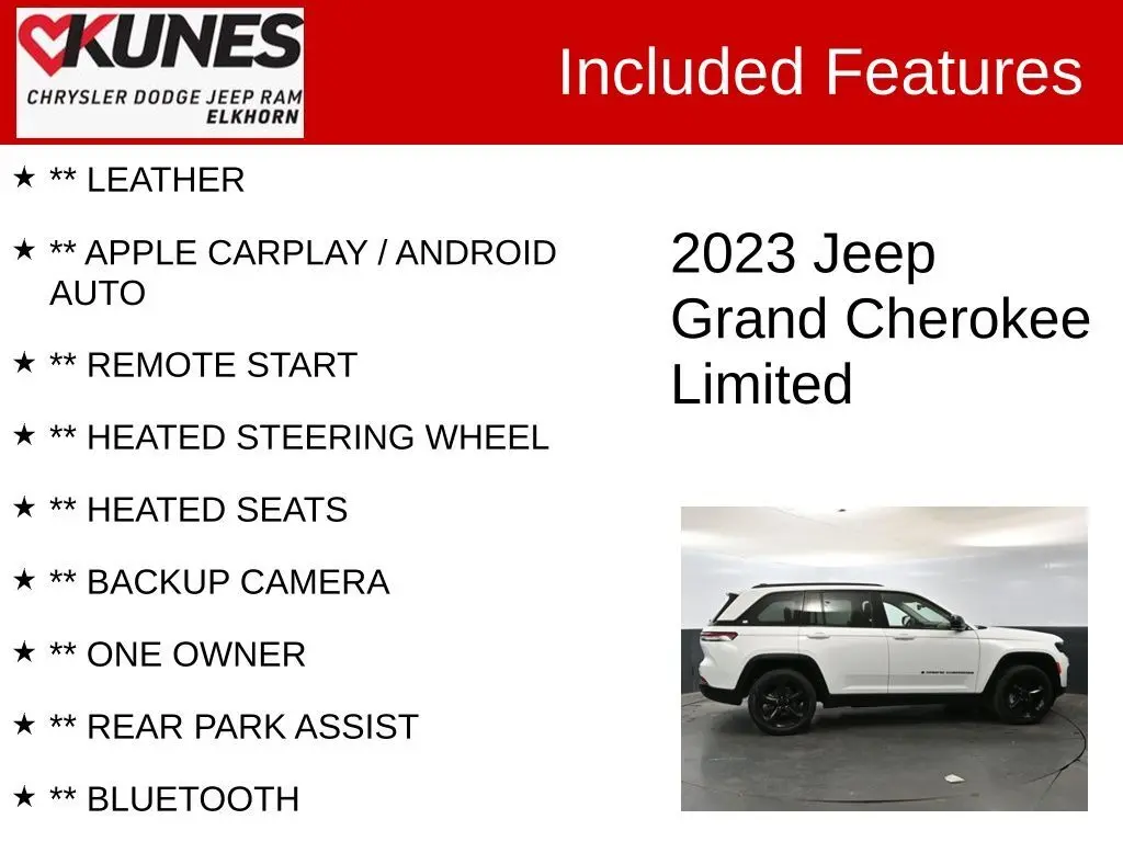 Used 2023 Jeep Grand Cherokee Limited with VIN 1C4RJHBG2PC530587 for sale in Elkhorn, WI