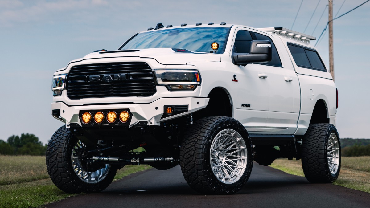 Custom Pearl RAM 3500 Exterior Driver Side Front Angle