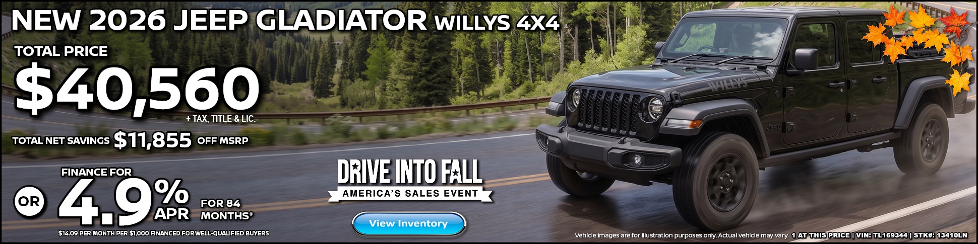 new 2026 Jeep gladiator willys 4X4