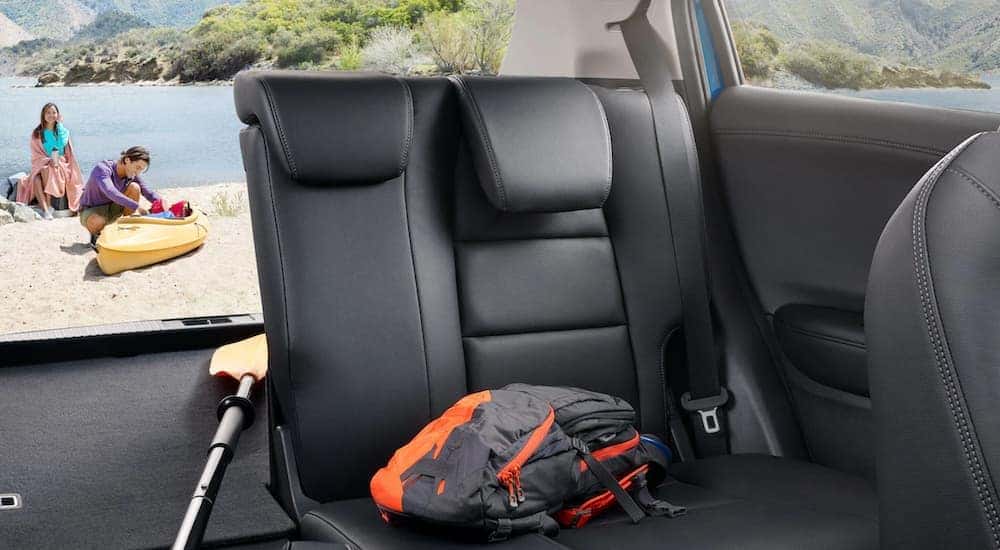 The black leather interior is shown in the 2021 Honda HR-V.
