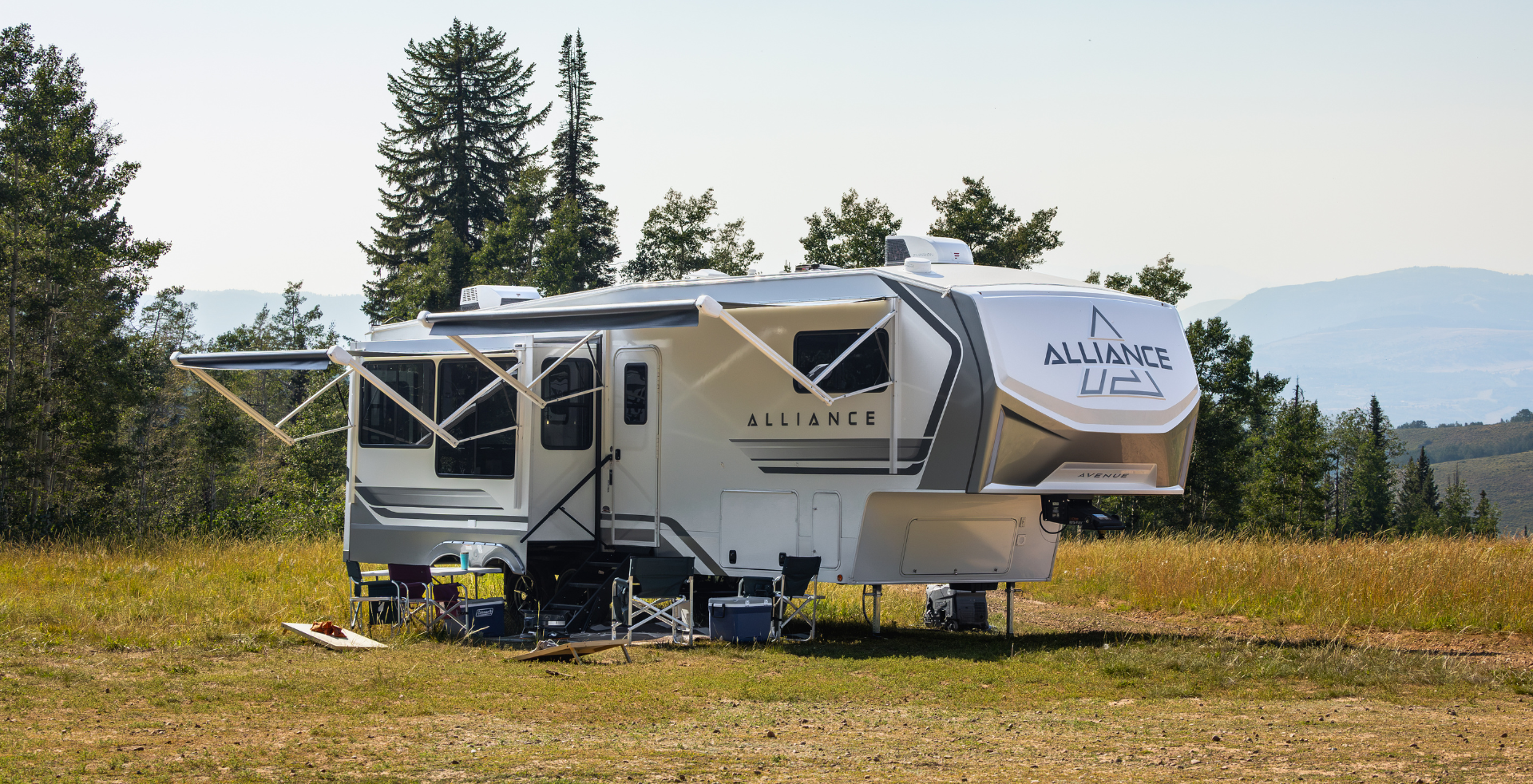 Alliance Avenue RV in a Grassy Field