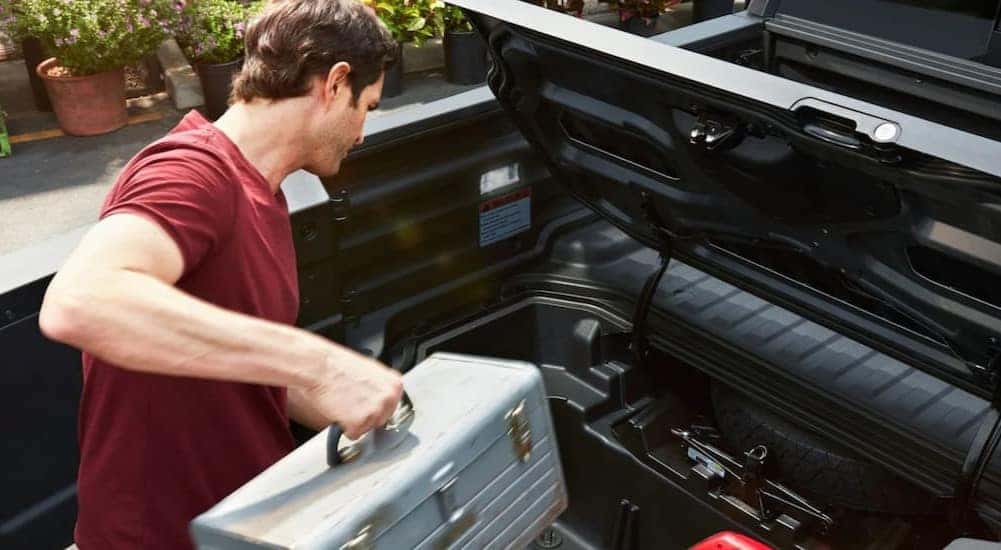 In-Bed Trunk in the bed of a 2025 Honda Ridgeline.