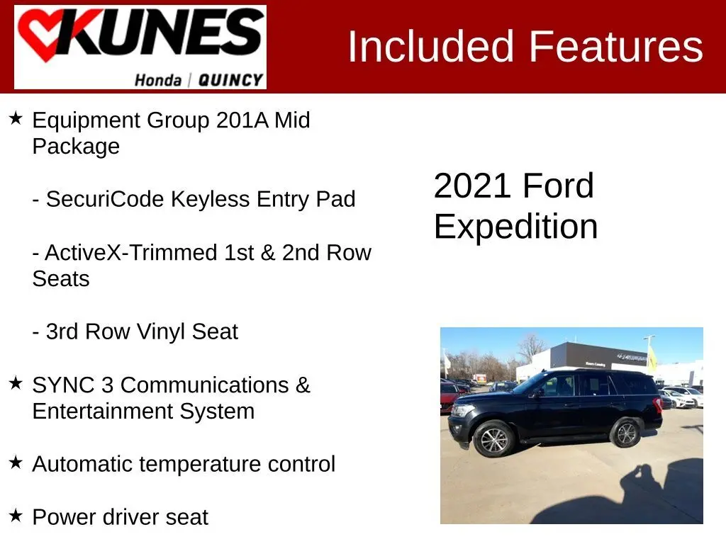 Used 2021 Ford Expedition XLT with VIN 1FMJU1JT0MEA36122 for sale in Quincy, IL