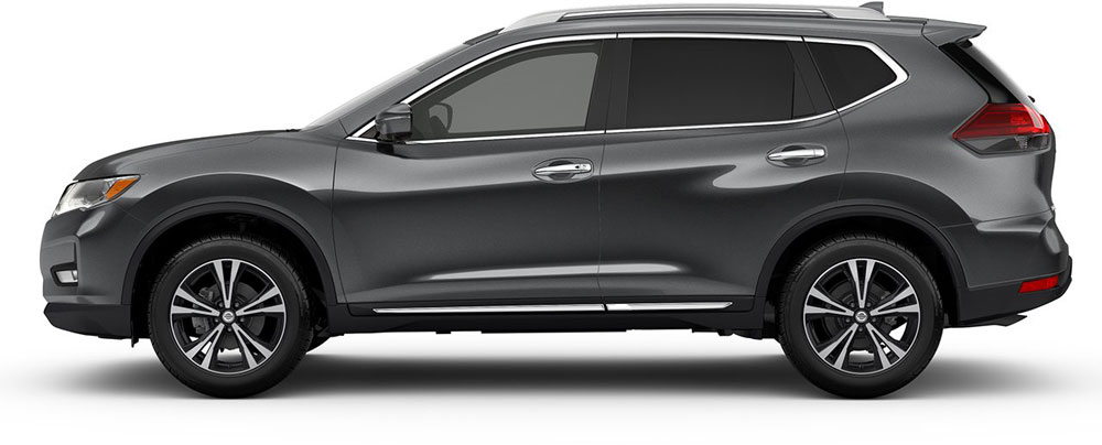 2017 Nissan Rogue in Gun Metallic, side profile