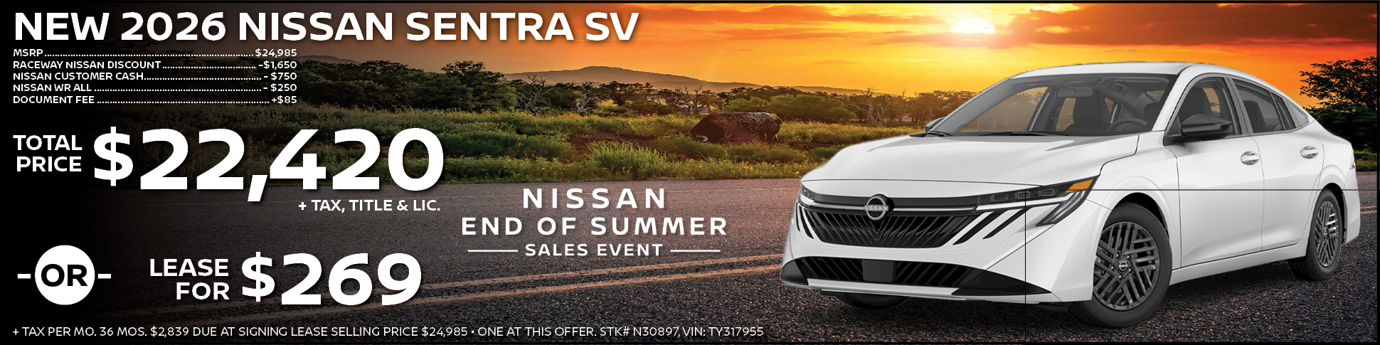 2026 Nissan Sentra Lease Offer